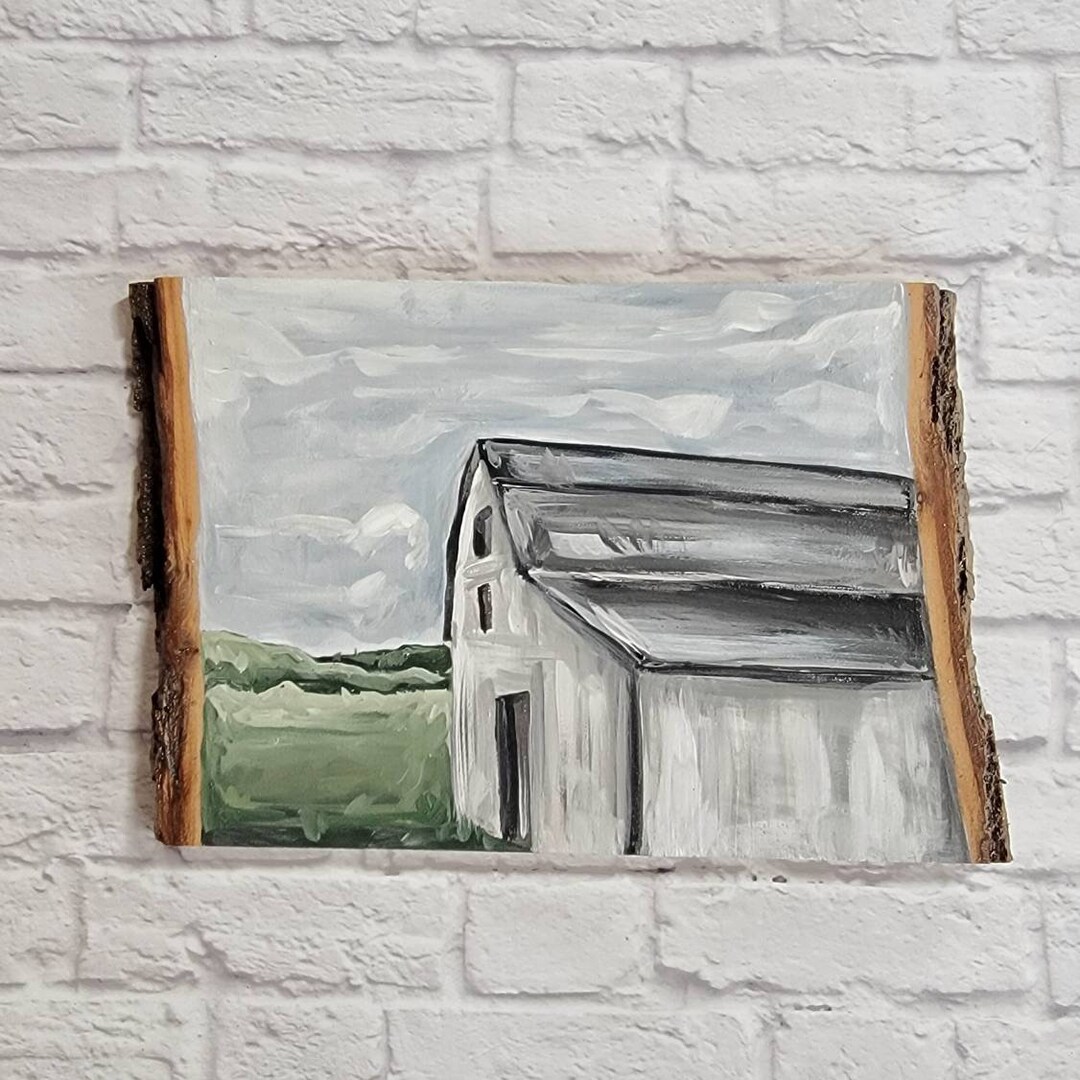 Weiße Scheune Malerei auf Holzscheibe, Rustikale Malerei auf Holz,  Holzscheibe Gemälde, Scheunen Dekor, rustikale Wandkunst, Original gemälde  - Etsy Österreich, image size:1080x1080