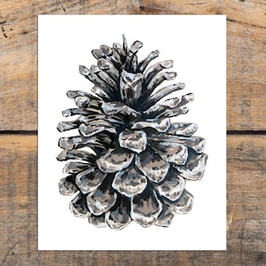 Pinecone Art Print, Woodland Rustic Decor, Forest Pinecone Print, Pine Cone Wall Decor, Rustic Home Art