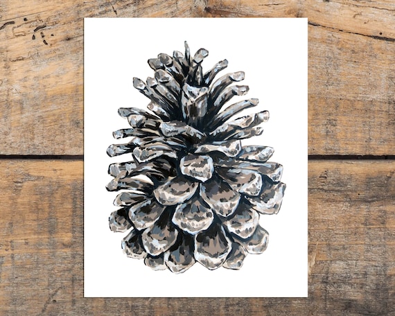 Pinecone Art Print, Woodland Rustic Decor, Forest Pinecone Print, Pine Cone Wall Decor, Rustic Home Art