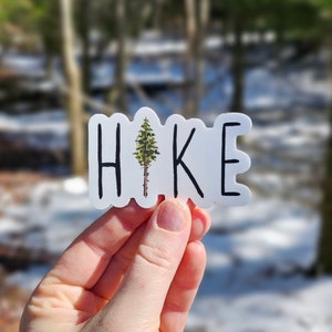 Hike Pine Tree Sticker, Hiking Lover, Gift For Hiker, Outdoorsy, Nature Lover