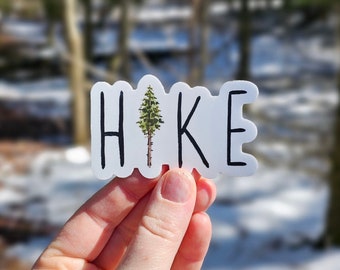 Hike Pine Tree Sticker, Hiking Lover, Gift For Hiker, Outdoorsy, Nature Lover