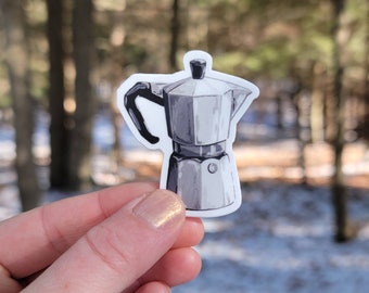Cafetière Moka, Sticker bouteille d'eau, Sticker rustique pour ordinateur portable, Sticker en vinyle, Sticker rustique, Cadeau pour amateur de café, Barista