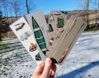 Nature Lovers Bookmark Set of Four, Rustic Camping Outdoorsy Bookmark, Nature Lover Gift