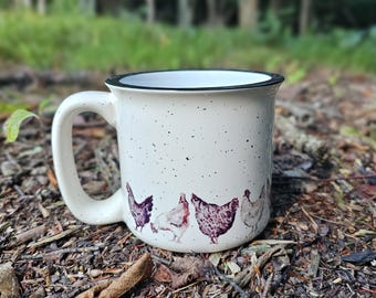 Chicken Lover Coffee Mug, Chicken Coffee Cup, Ceramic Camp Mug