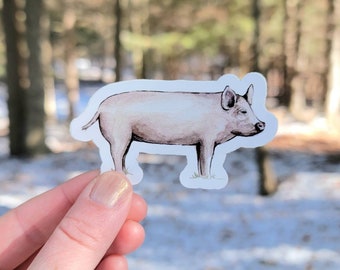 Pig Vinyl Sticker, Farm Animal Water Bottle Sticker, Farmhouse Laptop Sticker, Vinyl Decal, Farm Animals, Pig, Piglet