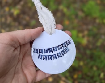 Let's Go Buffalo Ornament, Football Lover, Rustic Ceramic Ornament
