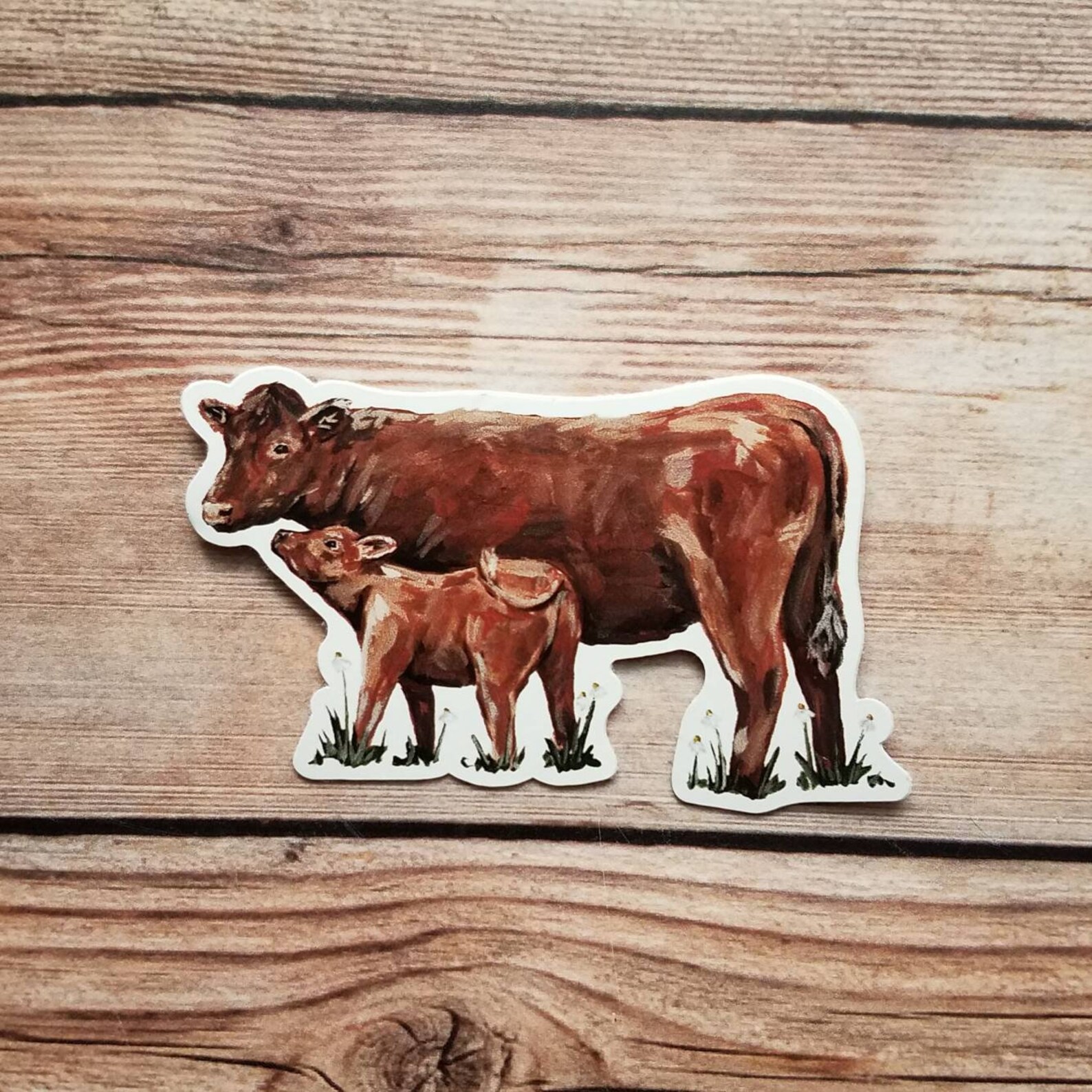 Cow and Baby Vinyl Sticker Cute Cow Water Bottle Sticker Etsy