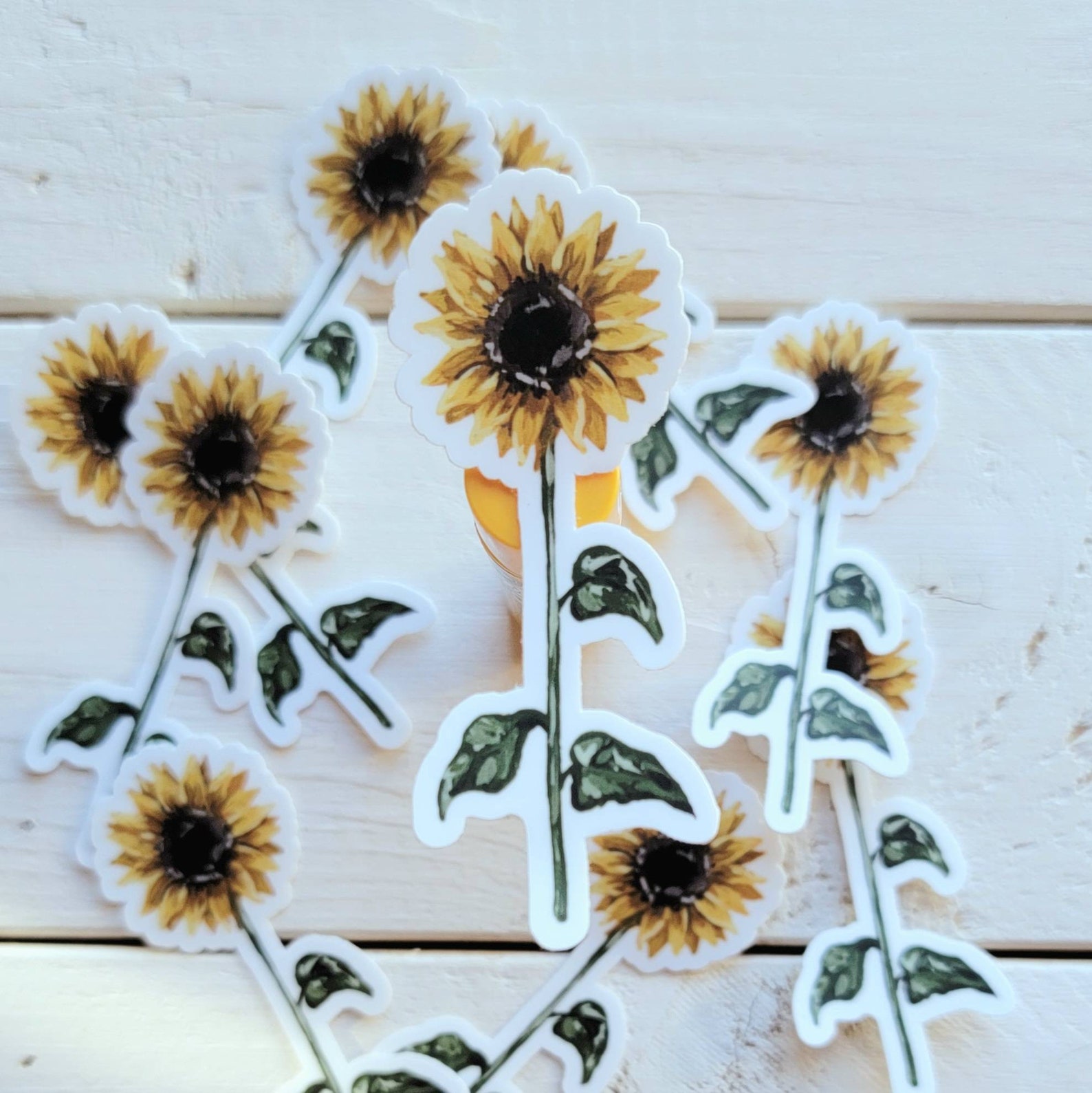 Sunflower Vinyl Sticker, Flower Water Bottle Sticker, Laptop Sticker ...