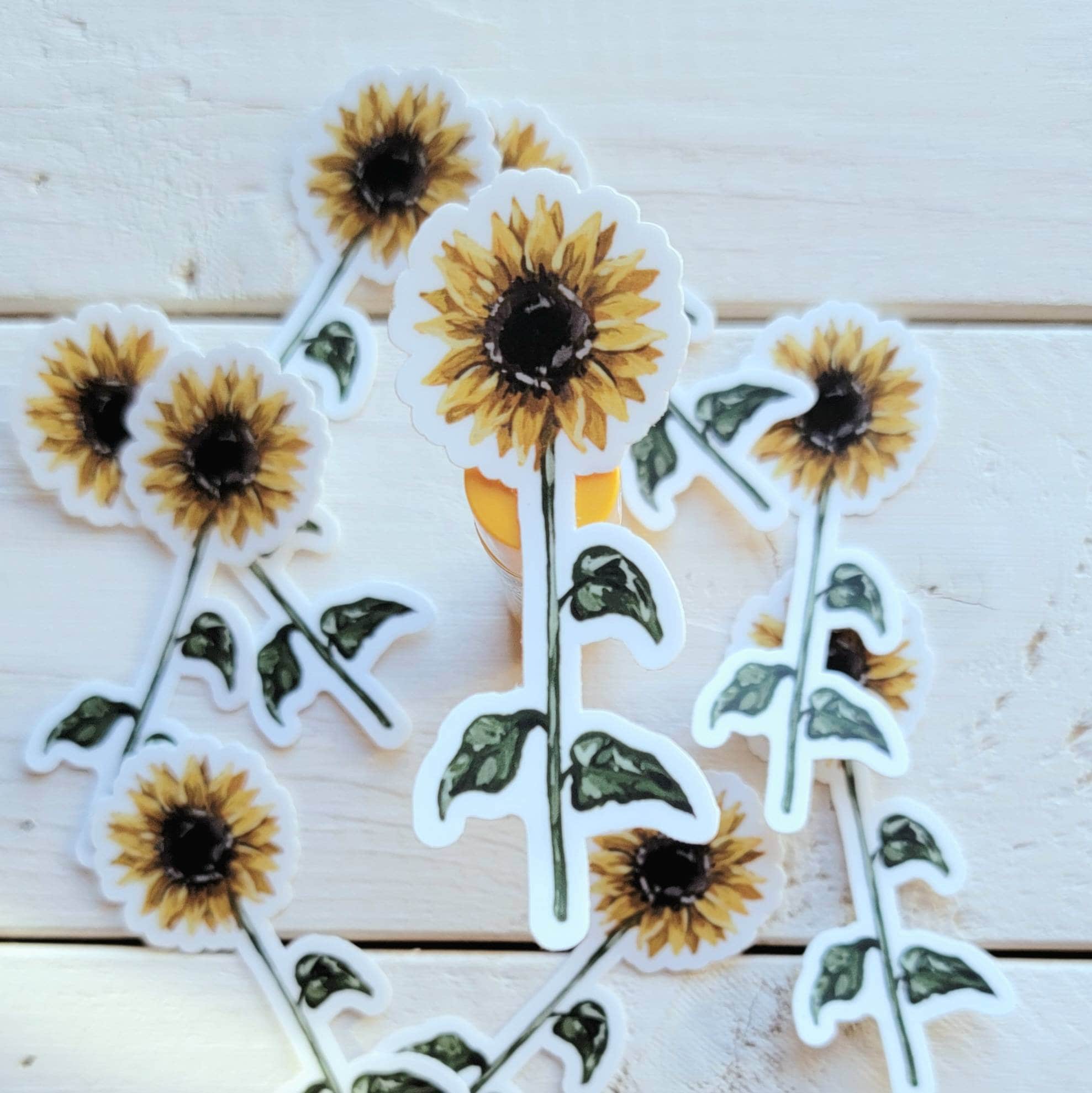 Sunflower Vinyl Sticker, Flower Water Bottle Sticker, Laptop Sticker ...