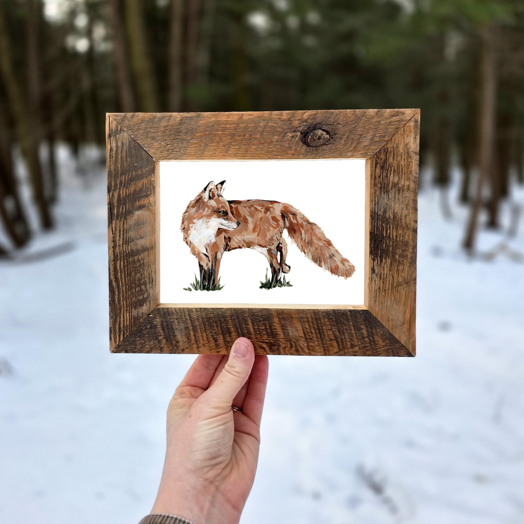Rustic Fox Image Rustic Fox Art Print in Wood Frame, Forest Animal Wall Art, Fox ...