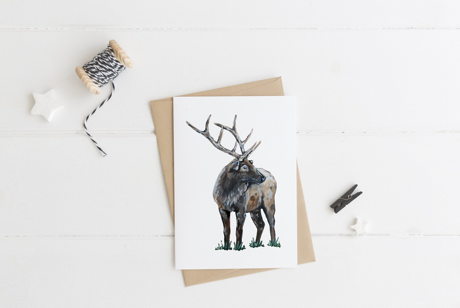 Elk Greeting Card Woodland Animal Card Elk Animal Greeting Etsy