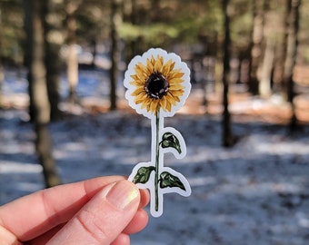 Sunflower Vinyl Sticker, Flower Water Bottle Sticker, Laptop Sticker, Rustic Vinyl Decal, Rustic Sticker, Nature Lover, Sun Flower Sticker