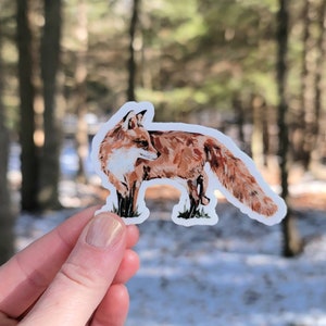 Fox Vinyl Sticker, Woodland Animal Water Bottle Sticker, Red Fox Laptop Sticker, Vinyl Decal, Forest Animal Sticker