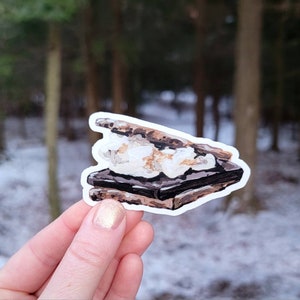 S&#39;mores Sticker, Smore Waterproof Vinyl Sticker, Camping Lover, Campfire Nature Sticker