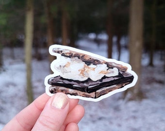 S'mores Sticker, Smore Waterproof Vinyl Sticker, Camping Lover, Campfire Nature Sticker