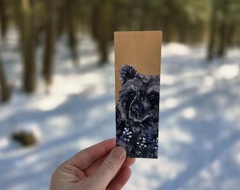 Zakładka do książki z motywem niedźwiedzia, zakładka do książki z niedźwiedziem grizzly, zakładka do książki ze zwierzętami leśnymi, prezent dla miłośnika książek