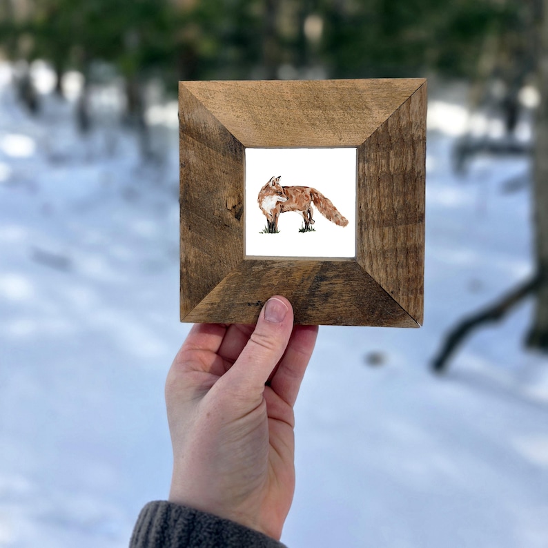 Rustic Fox Image Rustic Fox Art Print in Wood Frame, Forest Animal Wall Art, Fox ...