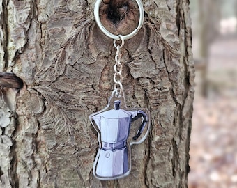 Moka Pot Coffee Maker Acrylic Keychain, Gift For Coffee Lover