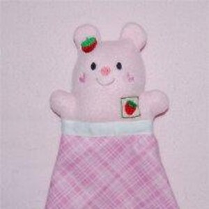 Digital Download Strawberry Bear Blanket Buddy In The Hoop Embroidery Machine Design for the 5x7 hoop