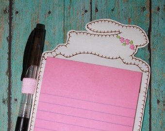 Digital Download Flower Bunny Jumbo Notepad Holder Embroidery Machine Design for the 5x7 hoop