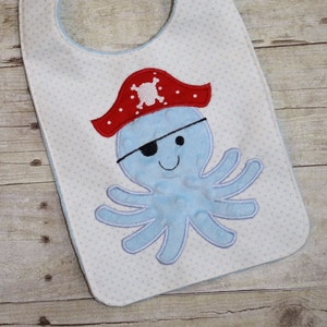 Digital Download  Octopus Pirate Bib In The Hoop Embroidery Machine Design for the 7x12, 8x12 and 8x14 hoop