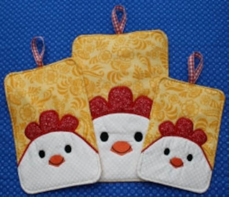 Digital Download Chicken Potholders Embroidery Machine Design Etsy