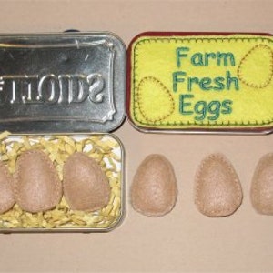 Digital Download  Farm Fresh Eggs In A Tin Felt Play Food Embroidery Machine Design for the 5x7 hoop