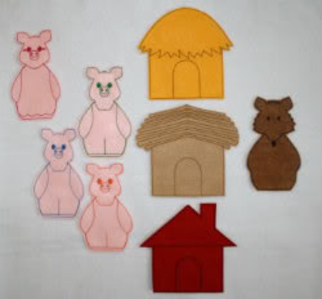 Digital Download Three Little Pigs Flannelboard in the Hoop Embroidery ...