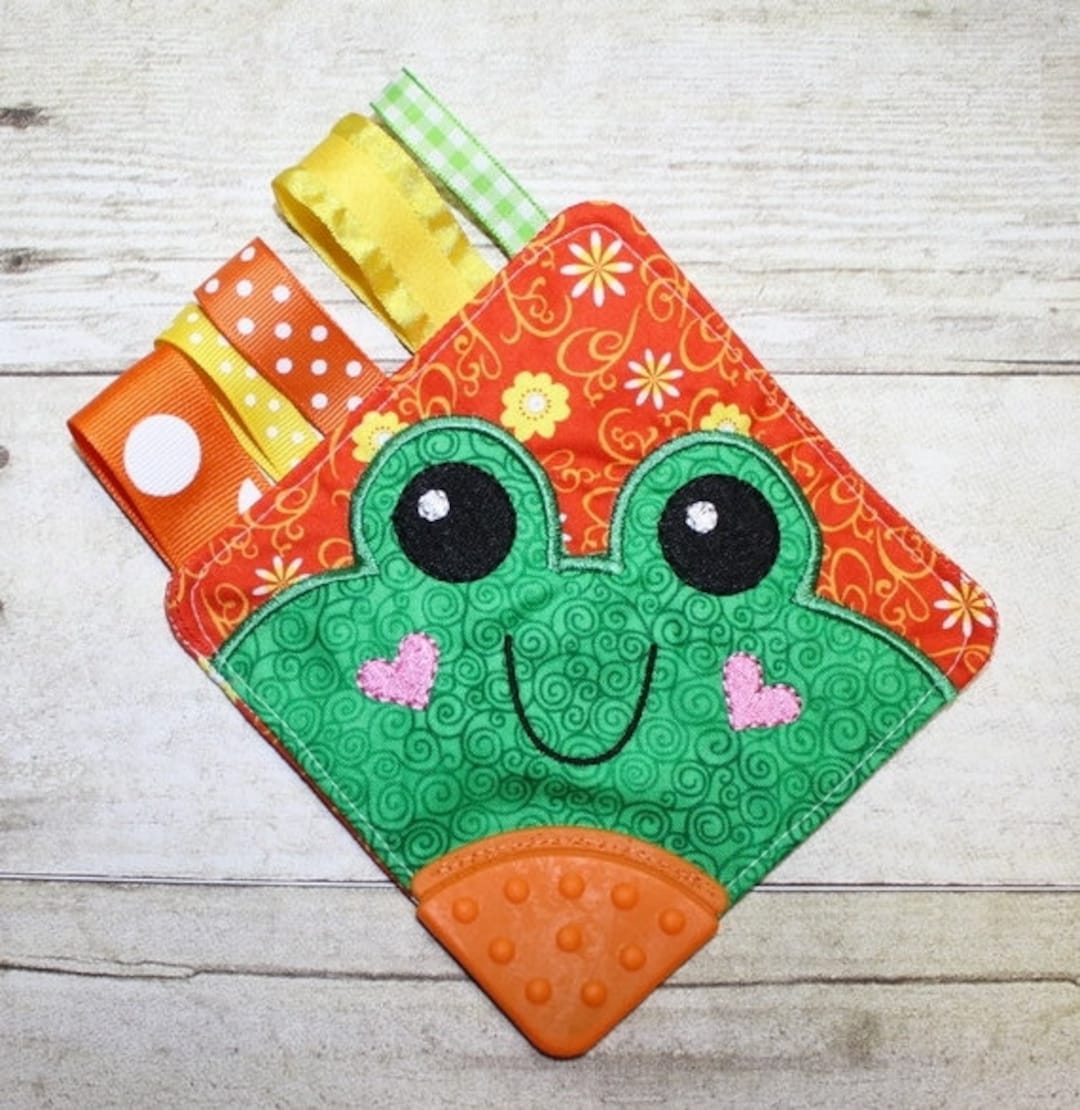 Digital Download Frog Teether Square in the Hoop Embroidery Machine ...