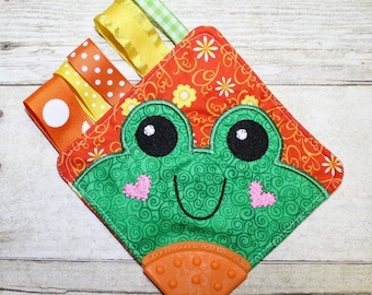 Digital Download  Frog Teether Square In The Hoop Embroidery Machine Design for the 5x7 hoop