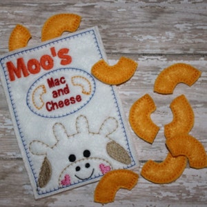 Digital Download  Moo's Mac and Cheese Felt Play Food In The Hoop Embroidery Machine Design for the 5x7 hoop