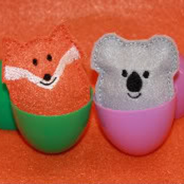 Digital Download    Koala and Fox Animal Egg Softies Embroidery Machine Design for the 4x4 hoop