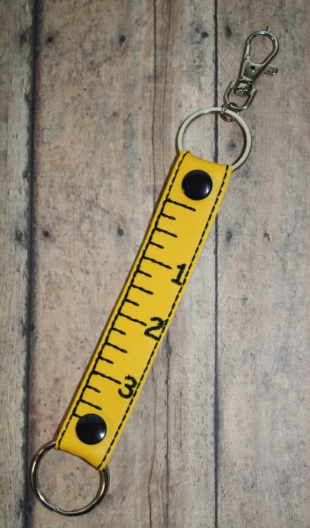 Yellow Measuring Tape Lanyard Keychain, Yard Stick Ruler Key Fob, Father's  Day Gift for Handyman, Sewing Key Chain 