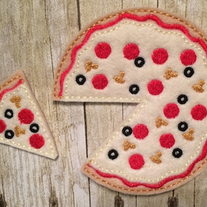 Digital Download 18 in Doll Sized Pizza and Slice In The Hoop Embroidery Machine Design for the 5x7 hoop