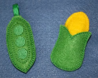 Digital Download  Peapod and Corn On The Cob Play Food Embroidery Machine designs for the 4x4 hoop