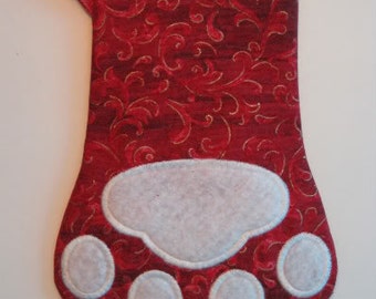 Digital Download  Pet Paw Stocking Embroidery Machine Design for the 5x7 hoop