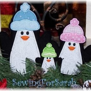Penguin Puppets Embroidery Machine Design for the 4x4, 5x7 and 6x10 hoop