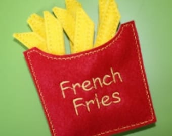 Digital Download  French Fries Felt Play Food Embroidery Machine Design for the 5x7 hoop