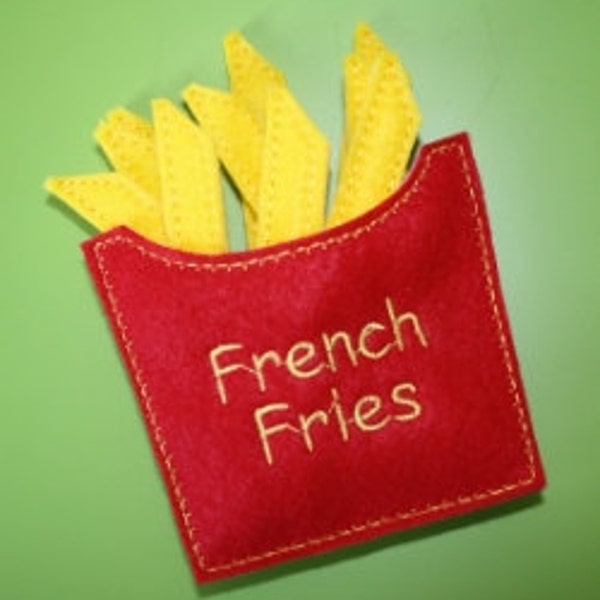 Digital Download  French Fries Felt Play Food Embroidery Machine Design for the 5x7 hoop