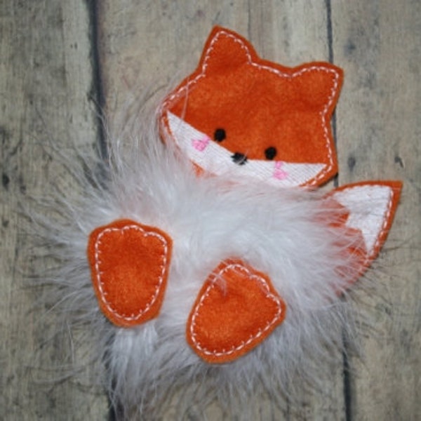 Digital Download  Fox Marabou Puff Feltie Embroidery Machine Design for the 4x4 hoop