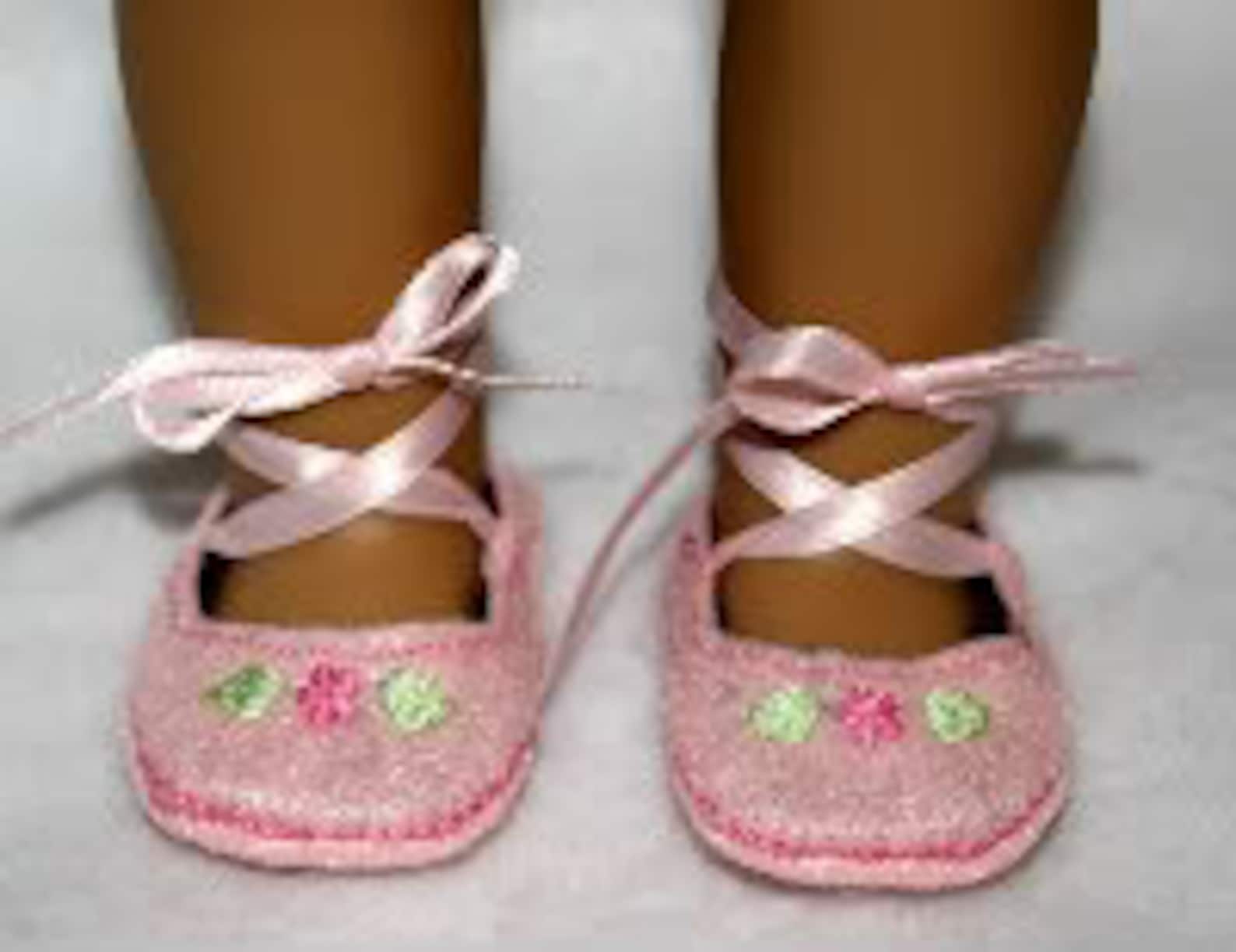 digital download ballet slippers machine embroidery design for 18 inch dolls for the 5x7 hoop