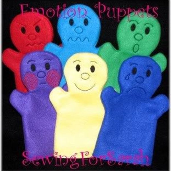 Digital Download  Emotions Hand Puppets Embroidery machine Designs for the 6x10 hoop