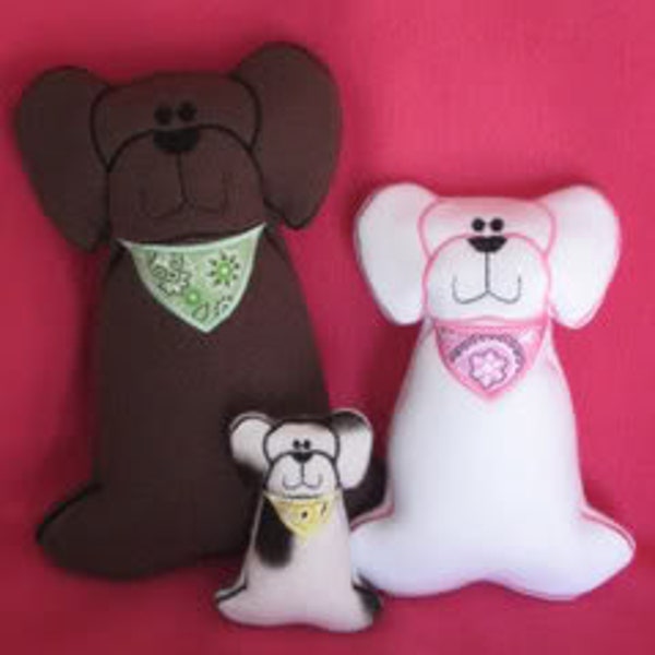 Digital Download Pooch Bandana Softies In The Hoop Embroidery Machine Designs for the 4x4, 5x7 and 6x10 hoop