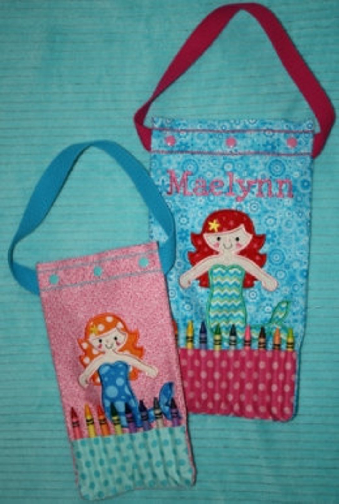 Digital Download Mermaid Crayon Art Bag Embroidery Machine Design for the 7x12 and 8x14 Hoop