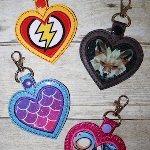 Digital Download  Jumbo Applique Heart Keychain Bag Tag In The Hoop Embroidery Machine Design for the 5x7 hoop