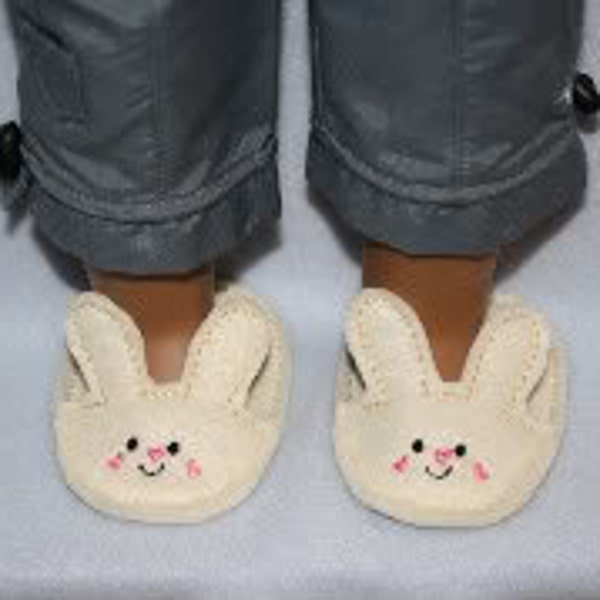 Digital Download  18 inch Doll Bunny Slippers In the Hoop Embroidery Machine Design for the 5x7 hoop