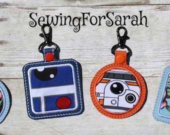 Digital Download  Jumbo Fabric Applique Keychain/BagTag In The Hoop Embroidery Machine Design for the 5x7 hoop