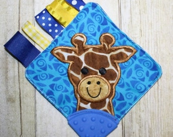 Digital Download  Giraffe Teether Square In The Hoop Embroidery Machine Design for the 5x7 hoop