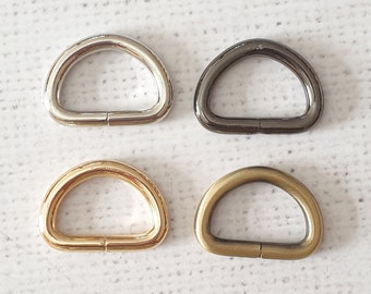 Anelli a D in lega metallica da 1" / 25 mm di spessore, oro chiaro, argento, canna di fucile e ottone antico, 1/2" / 14 mm 1/8" / 3,5 mm 1/2" / 12 mm Negozio nel Regno Unito
