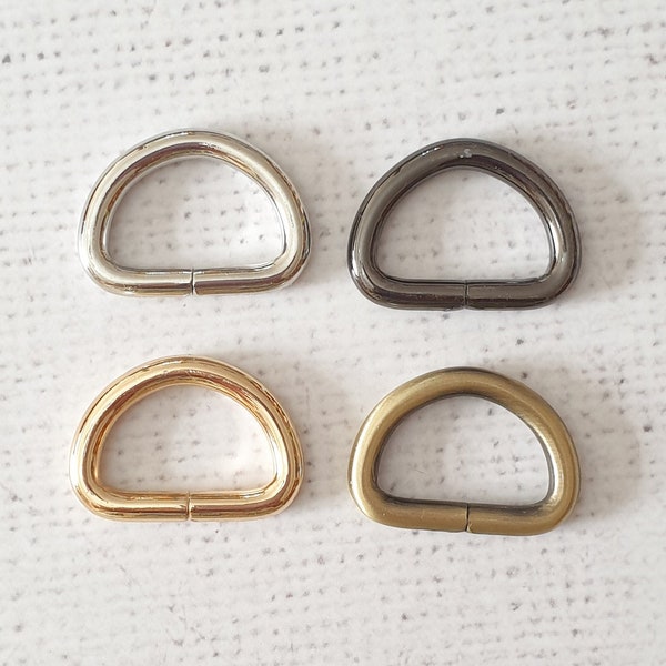 25mm dicke Metall-Legierung D-Ringe, Hellgold, Silber, Rotguss und Antik-Messing, 1/2” / 14mm1/8” / 3.5mm1/2” / 12mm UK shop